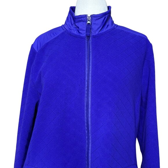 Talbots Quilted Fleece Jacket Size Large Zip Up - Picture 5 of 7